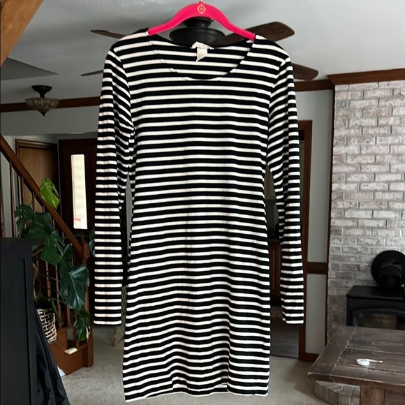 H&M Basic Black and White L/S Striped Dress Medium - Picture 1 of 8